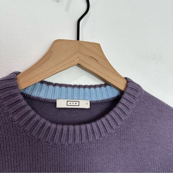 AYR The Yachty Moma Luxury Wool Sweater Purple Orange Blue Striped size Small - Picture 4 of 7